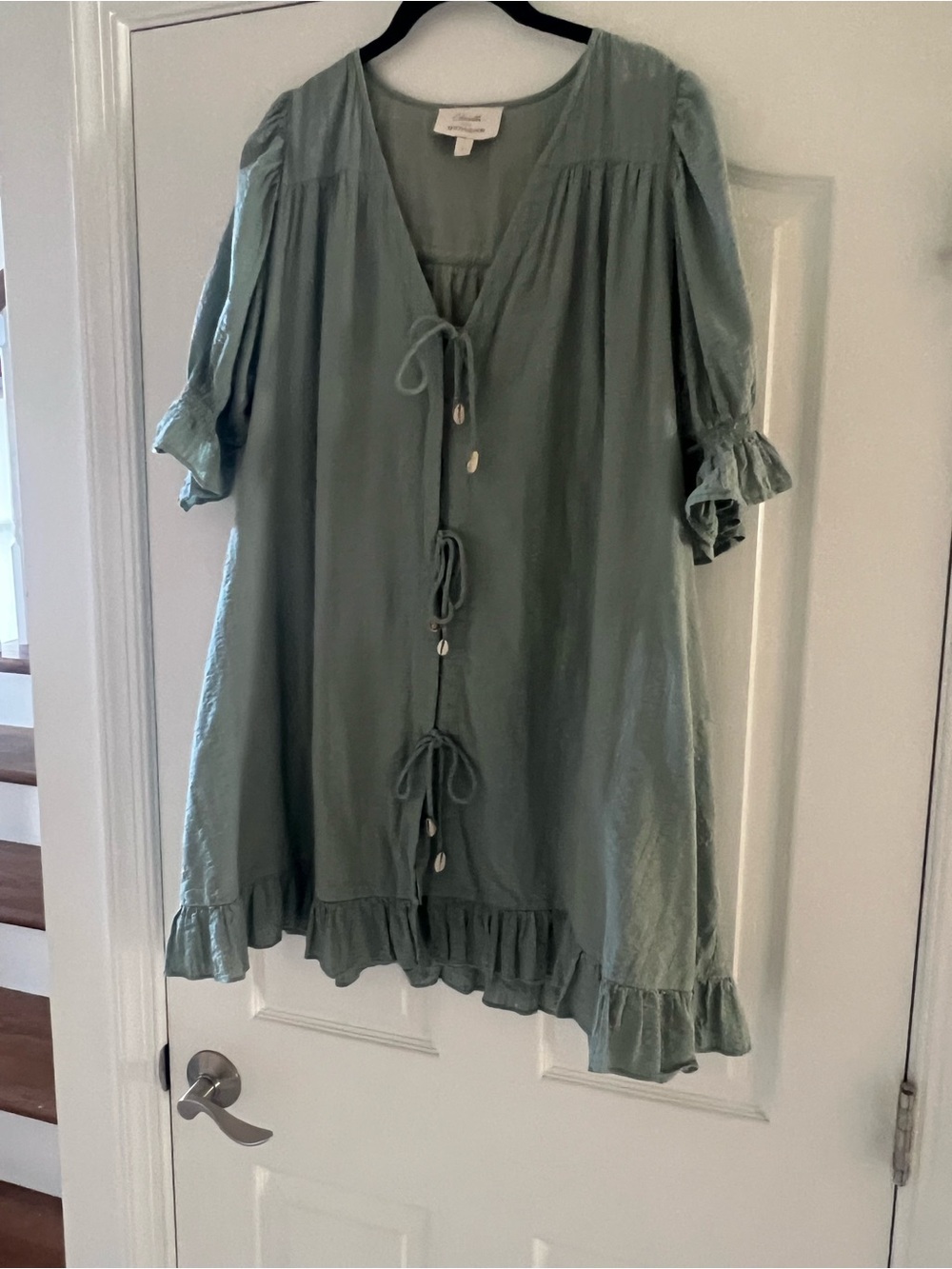 Cleobella Sage Green V-Neck Peasant Top